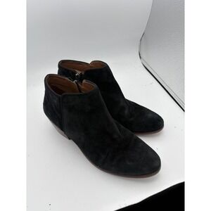 Sam Edelman Boots Womens Size 8 Black Suede Petty‎ Ankle Booties Block Heel Zip